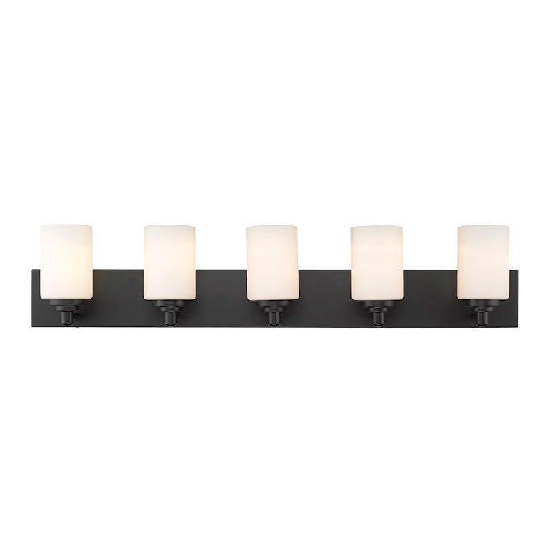 Z-Lite Soledad 5 Light Vanity, Matte Black/White