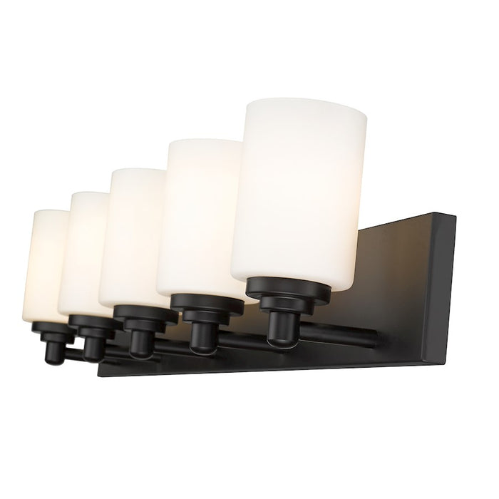 Z-Lite Soledad 5 Light Vanity, Matte Black/White