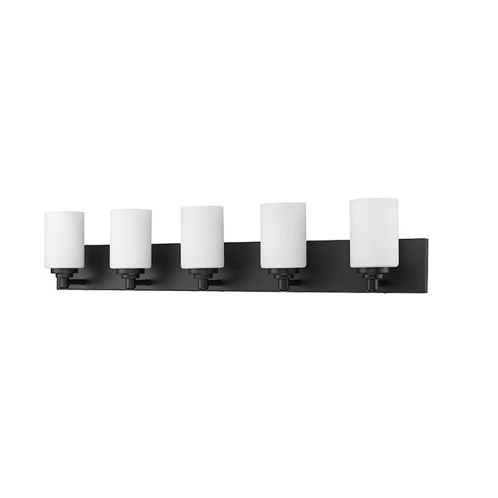 Z-Lite Soledad 5 Light Vanity, Matte Black/White