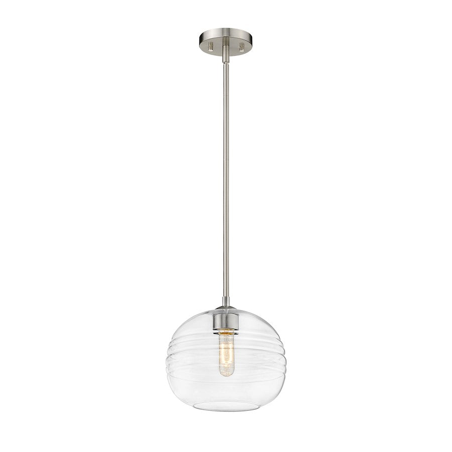 Z-Lite Harmony 1 Light 10" Pendant, Brushed Nickel, Clear - 486P10-BN