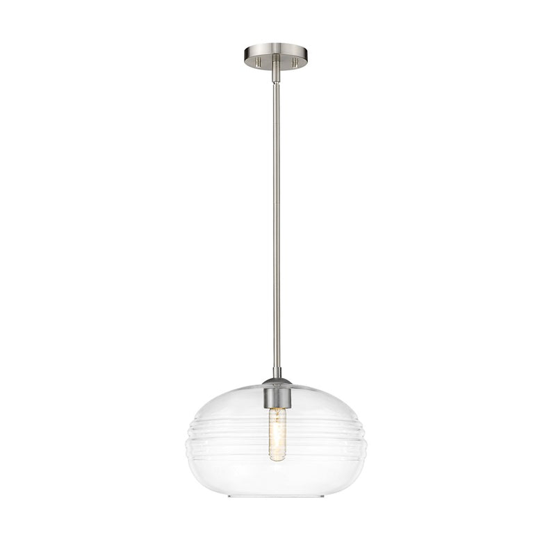 Z-Lite Harmony 1 Light 14" Pendant, Brushed Nickel/Clear