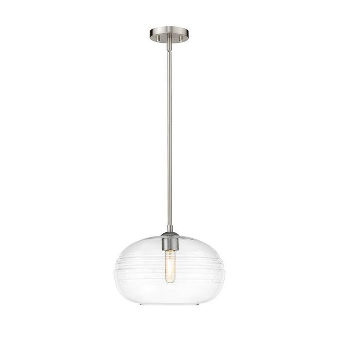 Z-Lite Harmony 1 Light 14" Pendant, Brushed Nickel/Clear