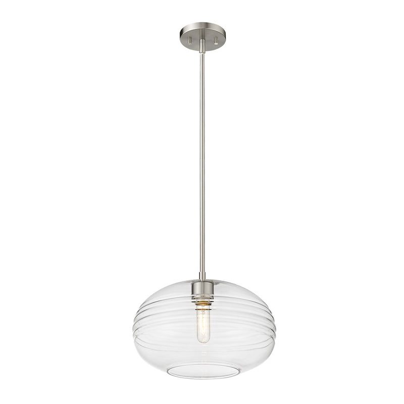 Z-Lite Harmony 1 Light 14" Pendant, Brushed Nickel/Clear