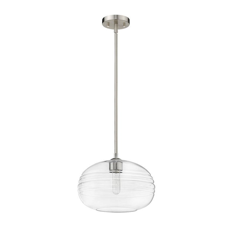 Z-Lite Harmony 1 Light 14" Pendant, Brushed Nickel/Clear