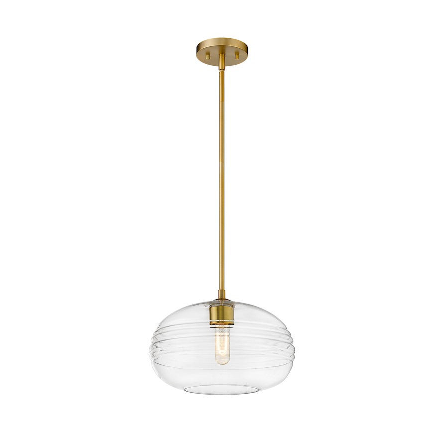 Z-Lite Harmony 1 Light 14" Pendant, Olde Brass, Clear - 486P14-OBR