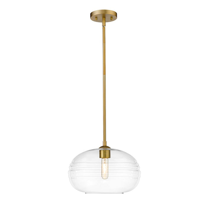 Z-Lite Harmony 1 Light 14" Pendant, Olde Brass/Clear