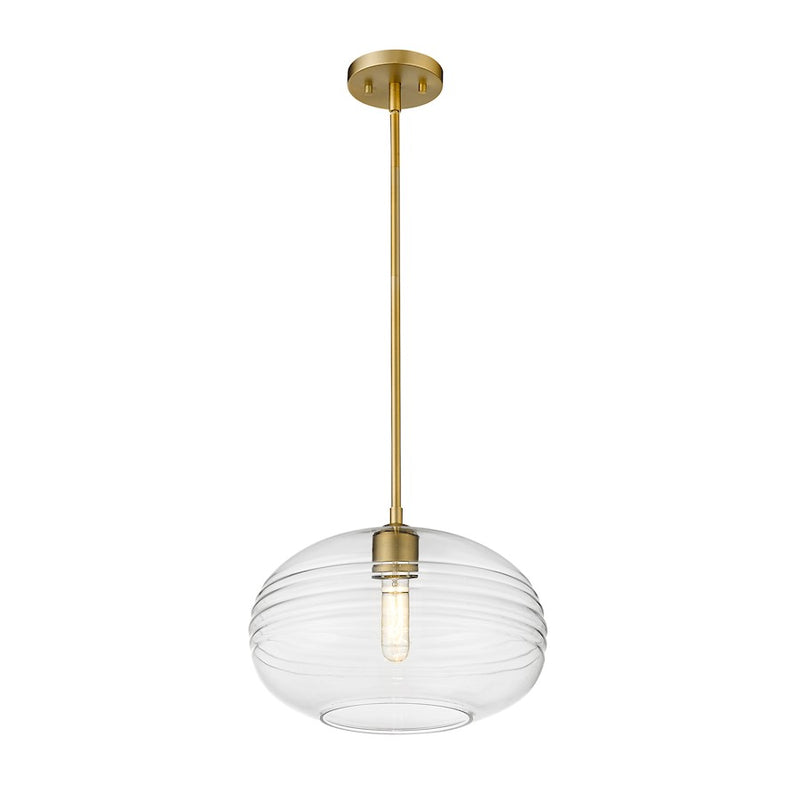 Z-Lite Harmony 1 Light 14" Pendant, Olde Brass/Clear