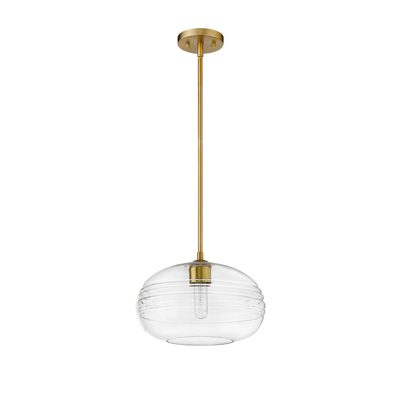 Z-Lite Harmony 1 Light 14" Pendant, Olde Brass/Clear