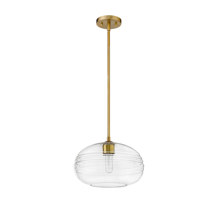 Z-Lite Harmony 1 Light 14" Pendant, Olde Brass/Clear