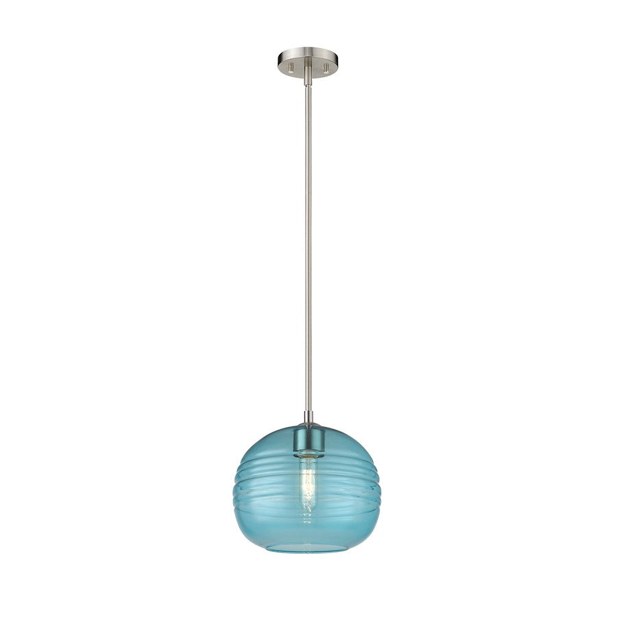 Z-Lite Harmony 1 Light 10" Pendant, Brushed Nickel, Blue - 487P10-BN