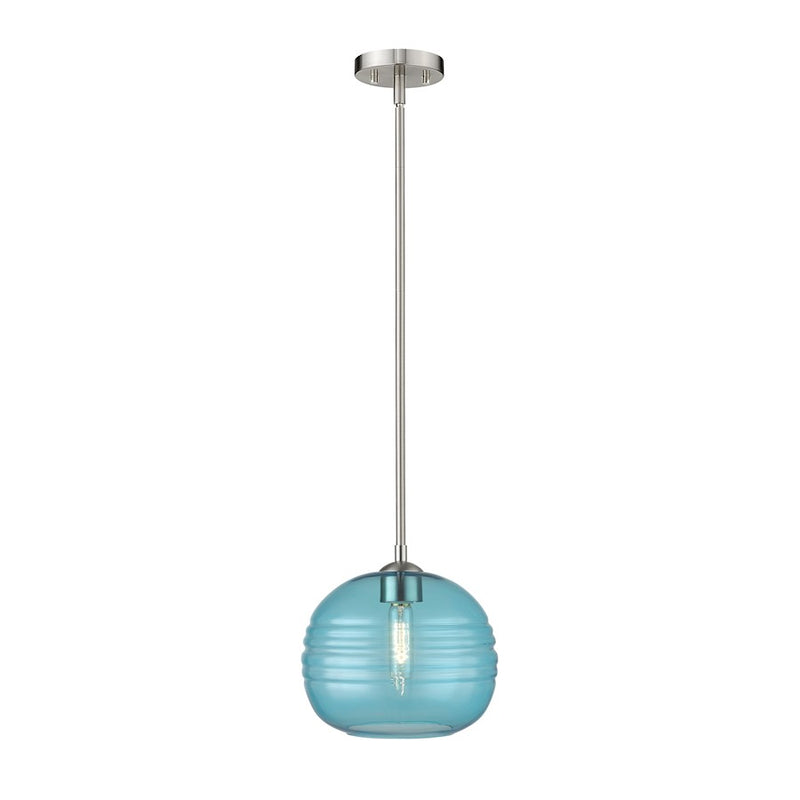 Z-Lite Harmony 1 Light 10" Pendant, Brushed Nickel/Blue