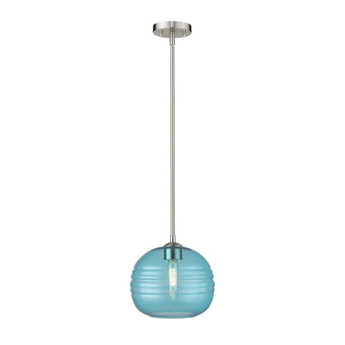 Z-Lite Harmony 1 Light 10" Pendant, Brushed Nickel/Blue