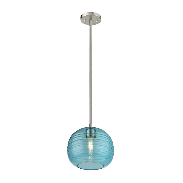 Z-Lite Harmony 1 Light 10" Pendant, Brushed Nickel/Blue