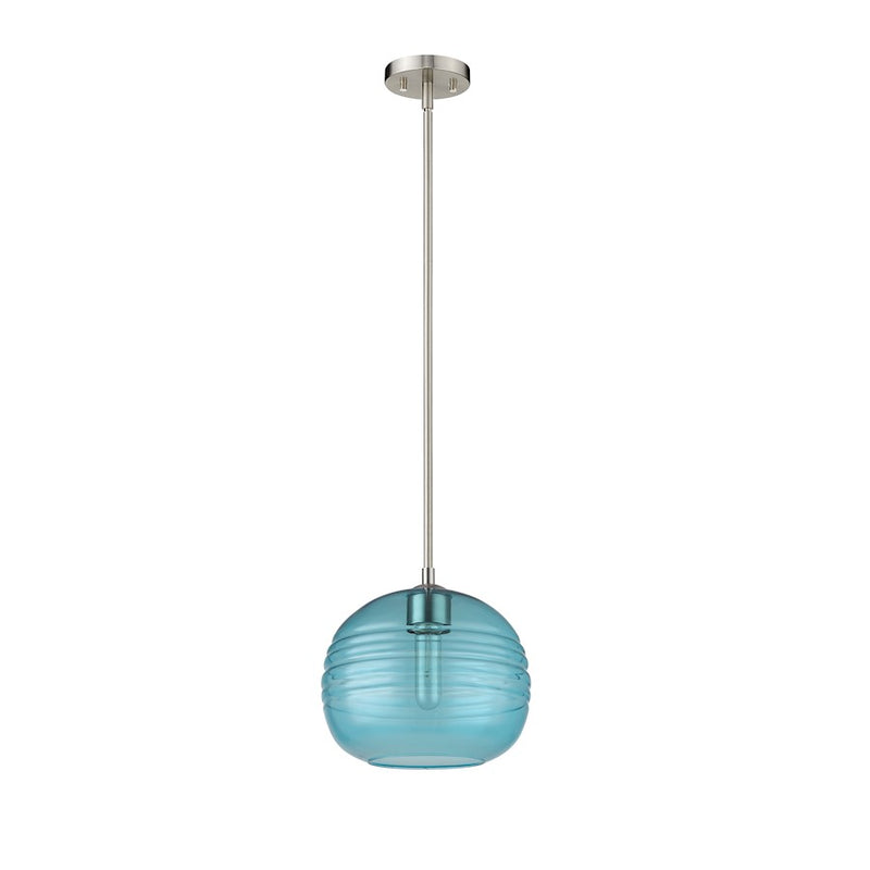 Z-Lite Harmony 1 Light 10" Pendant, Brushed Nickel/Blue