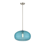 Z-Lite Harmony 1 Light 14" Pendant, Brushed Nickel, Blue - 487P14-BN