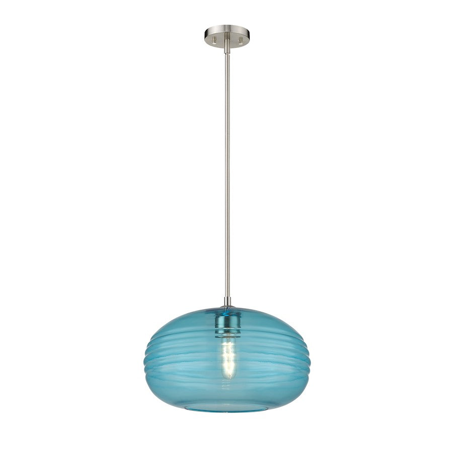 Z-Lite Harmony 1 Light 14" Pendant, Brushed Nickel, Blue - 487P14-BN