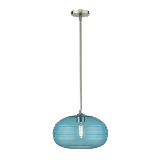 Z-Lite Harmony 1 Light 14" Pendant, Brushed Nickel/Blue