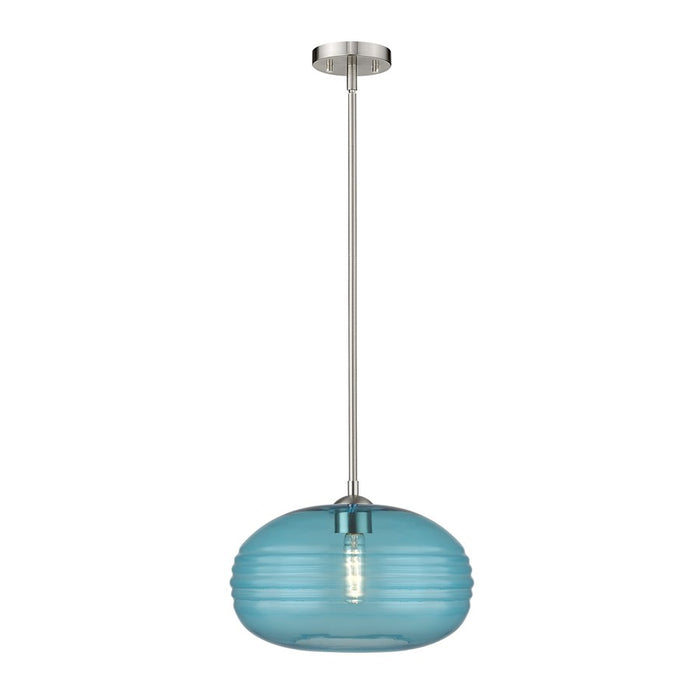 Z-Lite Harmony 1 Light 14" Pendant, Brushed Nickel/Blue