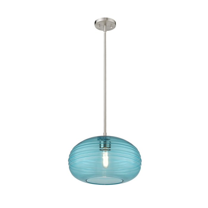 Z-Lite Harmony 1 Light 14" Pendant, Brushed Nickel/Blue