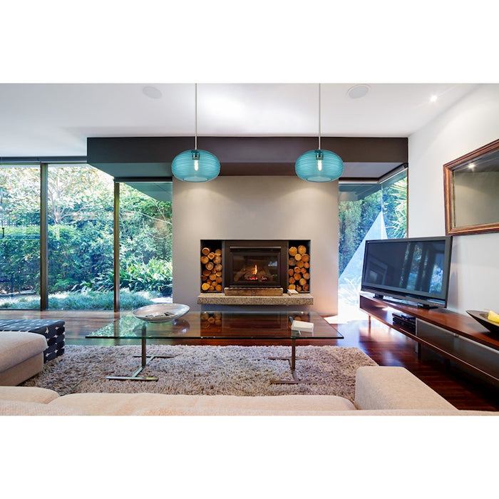 Z-Lite Harmony 1 Light 14" Pendant, Brushed Nickel/Blue