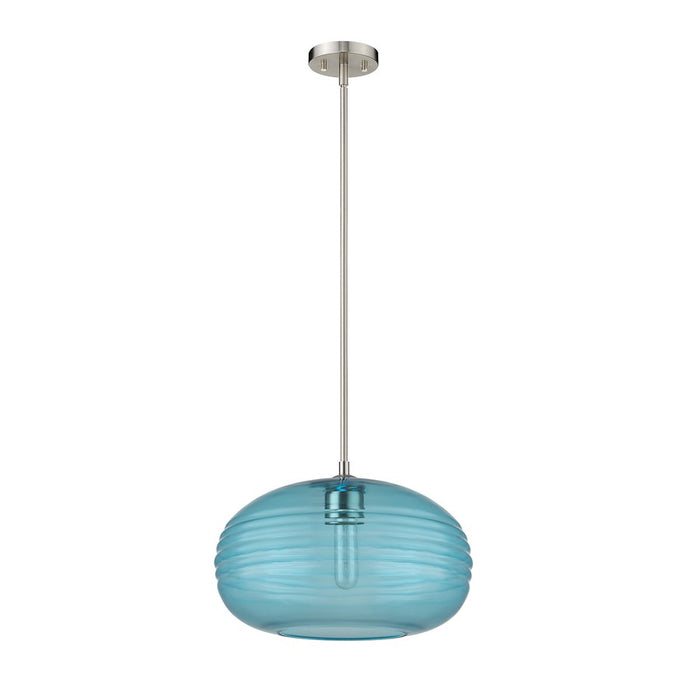 Z-Lite Harmony 1 Light 14" Pendant, Brushed Nickel/Blue
