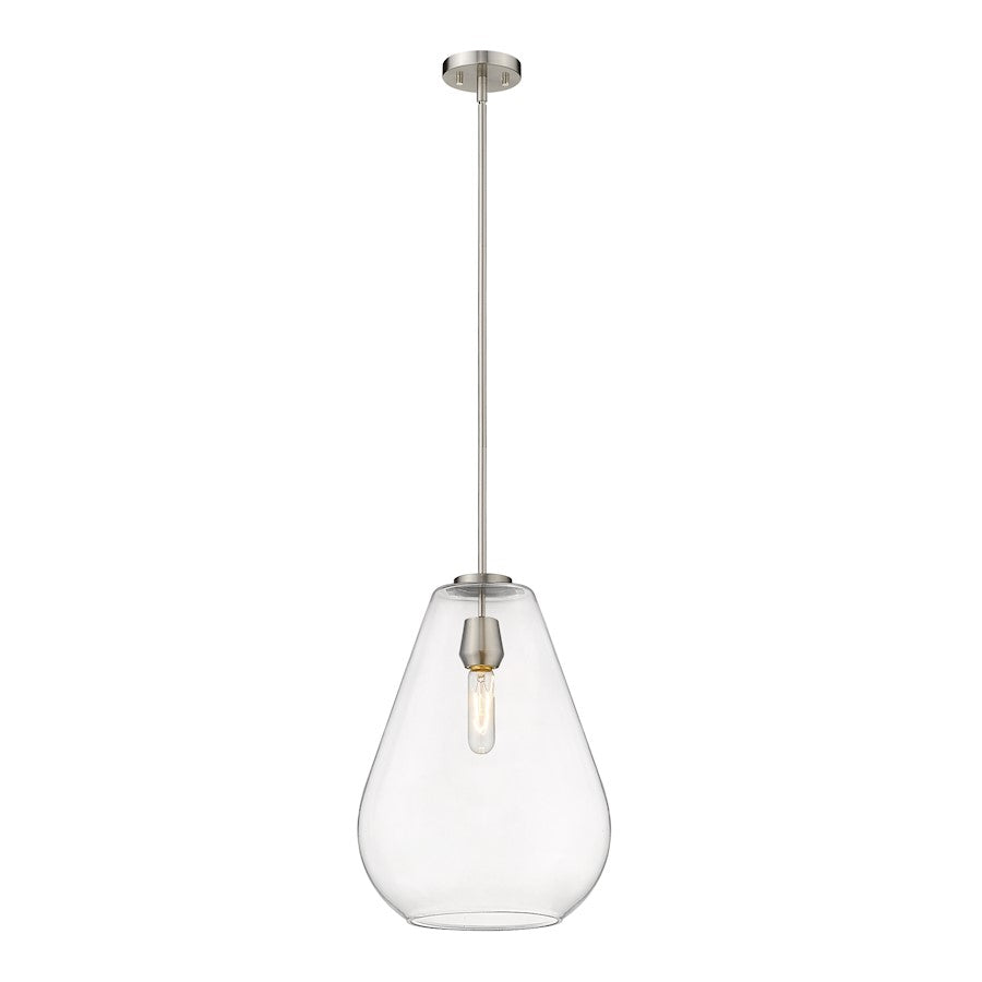 Z-Lite Ayra 1 Light 16.75" Pendant, Brushed Nickel, Clear - 488P12-BN