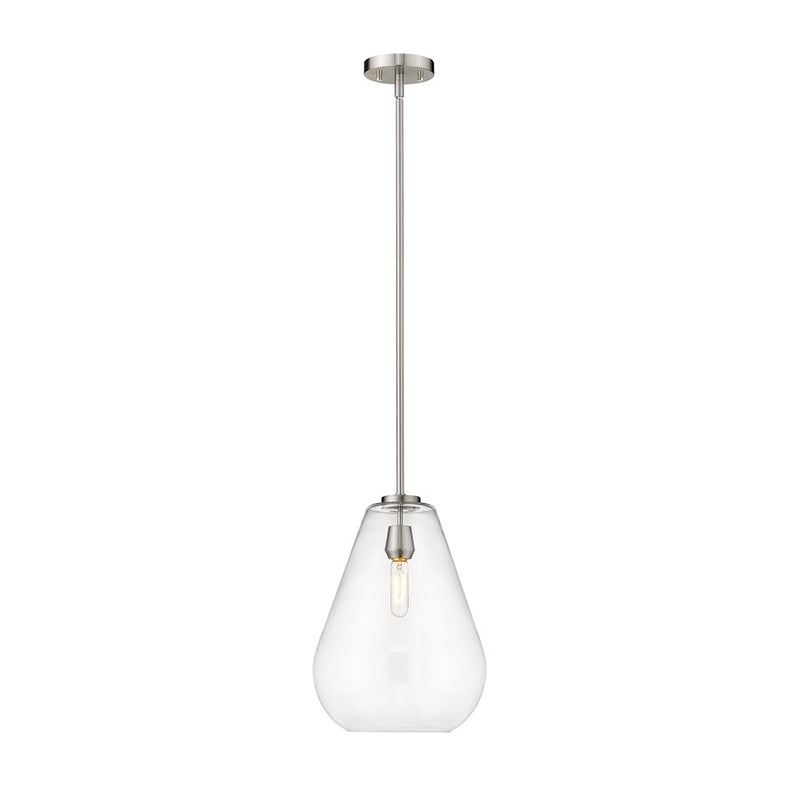 Z-Lite Ayra 1 Light 16.75" Pendant, Brushed Nickel/Clear