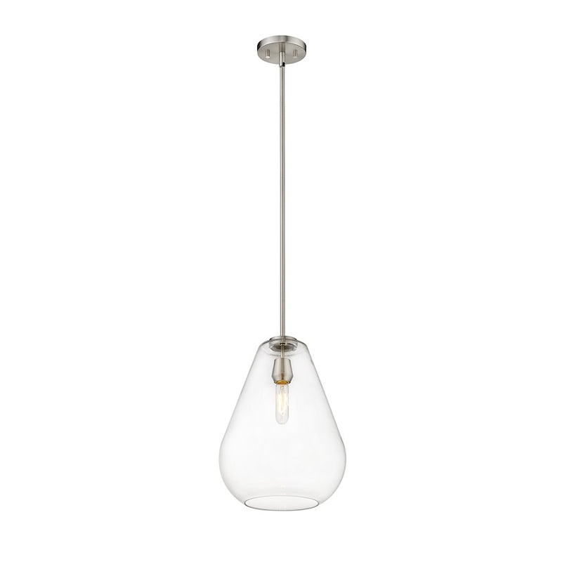 Z-Lite Ayra 1 Light 16.75" Pendant, Brushed Nickel/Clear