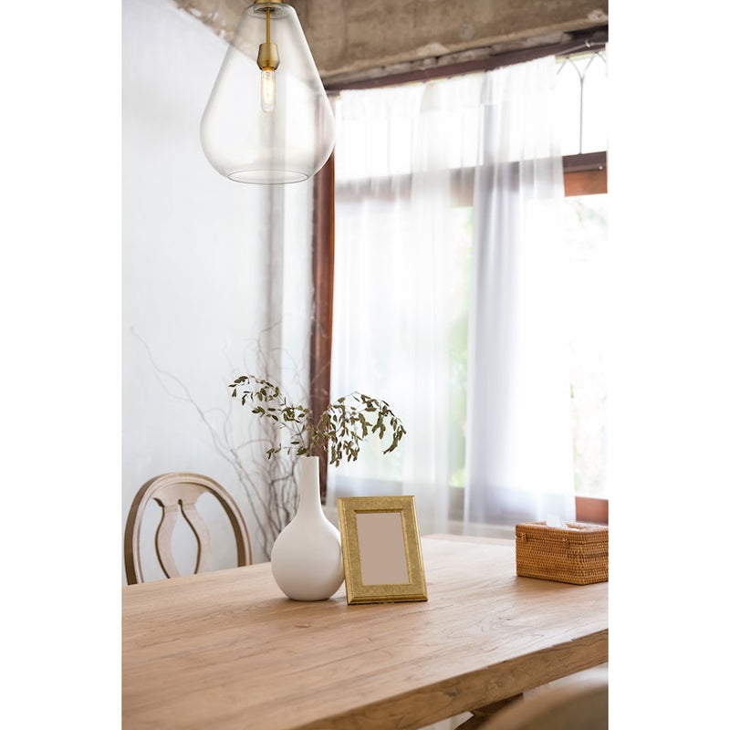 Z-Lite Ayra 1 Light 16.75" Pendant, Olde Brass/Clear