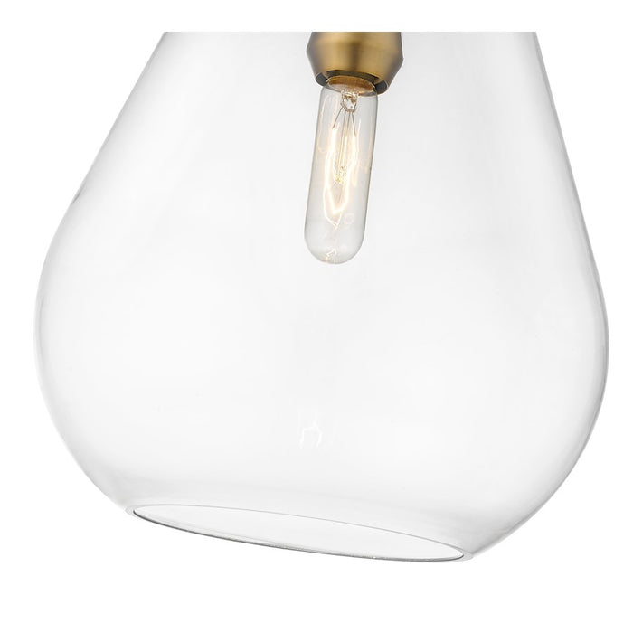 Z-Lite Ayra 1 Light 16.75" Pendant, Olde Brass/Clear