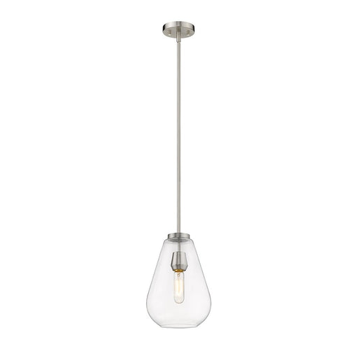 Z-Lite Ayra 1 Light 11.75" Pendant, Brushed Nickel, Clear - 488P8-BN