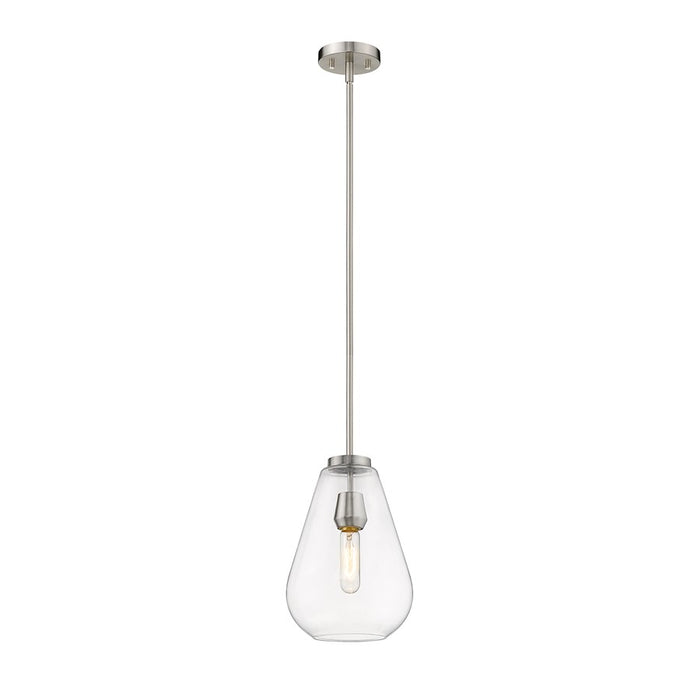 Z-Lite Ayra 1 Light 11.75" Pendant, Brushed Nickel, Clear - 488P8-BN