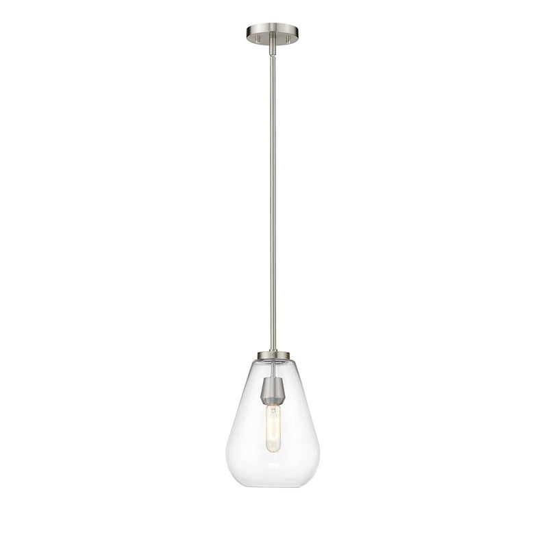 Z-Lite Ayra 1 Light 11.75" Pendant, Brushed Nickel/Clear