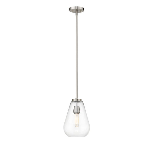 Z-Lite Ayra 1 Light 11.75" Pendant, Brushed Nickel/Clear