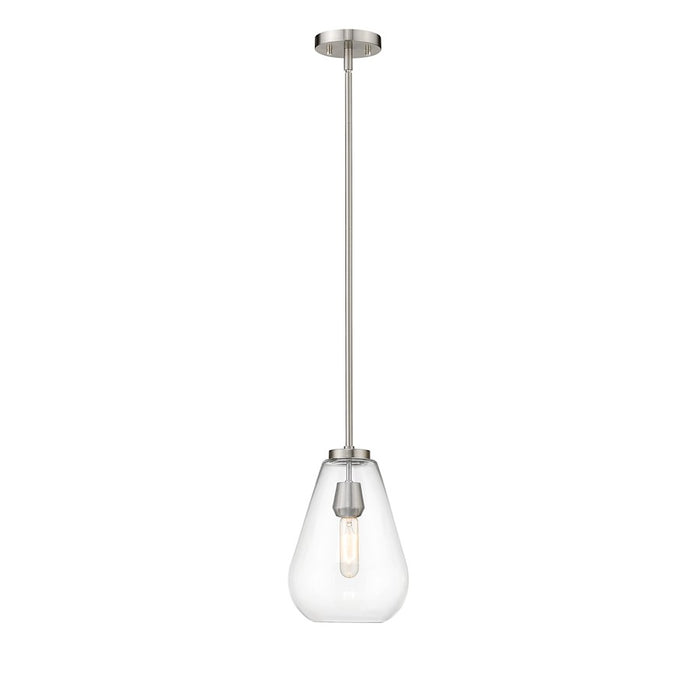 Z-Lite Ayra 1 Light 11.75" Pendant, Brushed Nickel/Clear