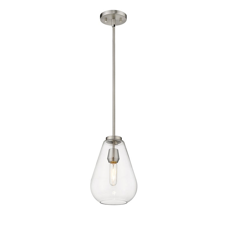 Z-Lite Ayra 1 Light 11.75" Pendant, Brushed Nickel/Clear