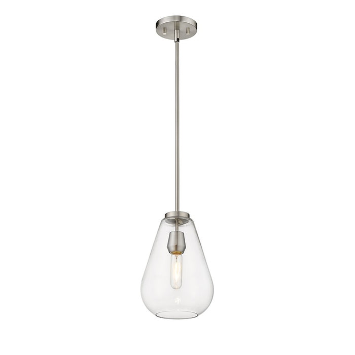 Z-Lite Ayra 1 Light 11.75" Pendant, Brushed Nickel/Clear