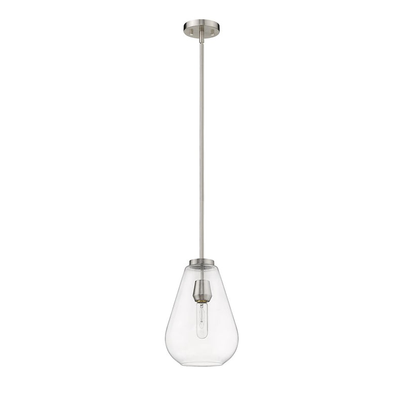 Z-Lite Ayra 1 Light 11.75" Pendant, Brushed Nickel/Clear