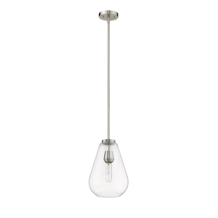 Z-Lite Ayra 1 Light 11.75" Pendant, Brushed Nickel/Clear