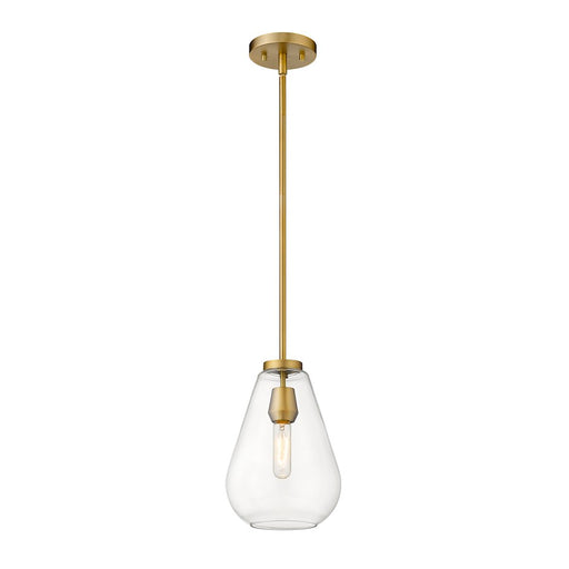 Z-Lite Ayra 1 Light 11.75" Pendant, Olde Brass, Clear - 488P8-OBR
