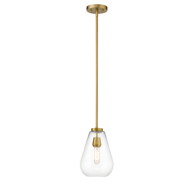 Z-Lite Ayra 1 Light 11.75" Pendant, Olde Brass/Clear
