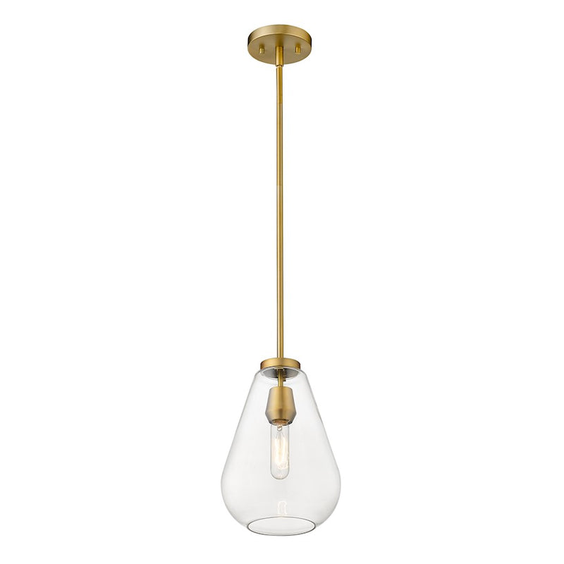 Z-Lite Ayra 1 Light 11.75" Pendant, Olde Brass/Clear