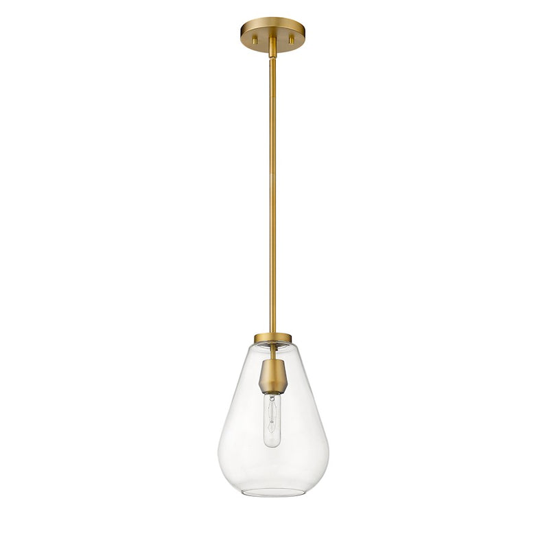 Z-Lite Ayra 1 Light 11.75" Pendant, Olde Brass/Clear