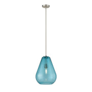 Z-Lite Ayra 1 Light 16.75" Pendant, Brushed Nickel, Blue - 489P12-BN