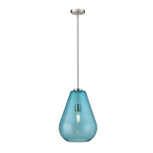 Z-Lite Ayra 1 Light 16.75" Pendant, Brushed Nickel/Blue