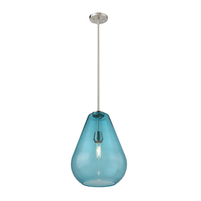 Z-Lite Ayra 1 Light 16.75" Pendant, Brushed Nickel/Blue