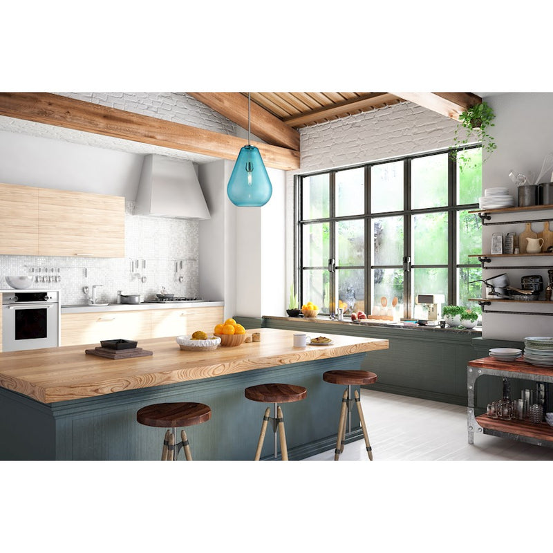 Z-Lite Ayra 1 Light 16.75" Pendant, Brushed Nickel/Blue