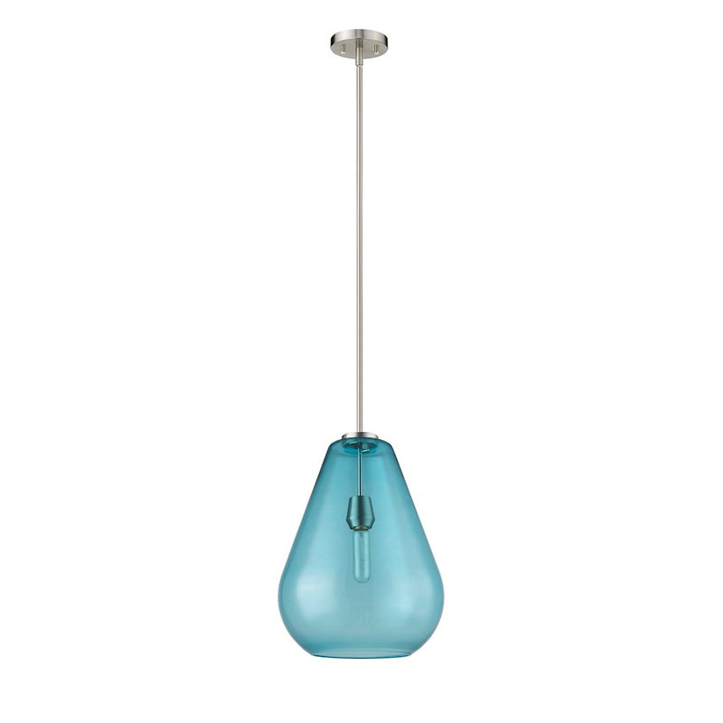 Z-Lite Ayra 1 Light 16.75" Pendant, Brushed Nickel/Blue