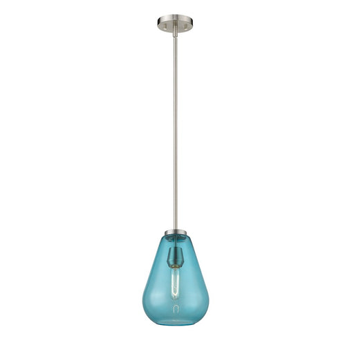 Z-Lite Ayra 1 Light 11.75" Pendant, Brushed Nickel, Blue - 489P8-BN