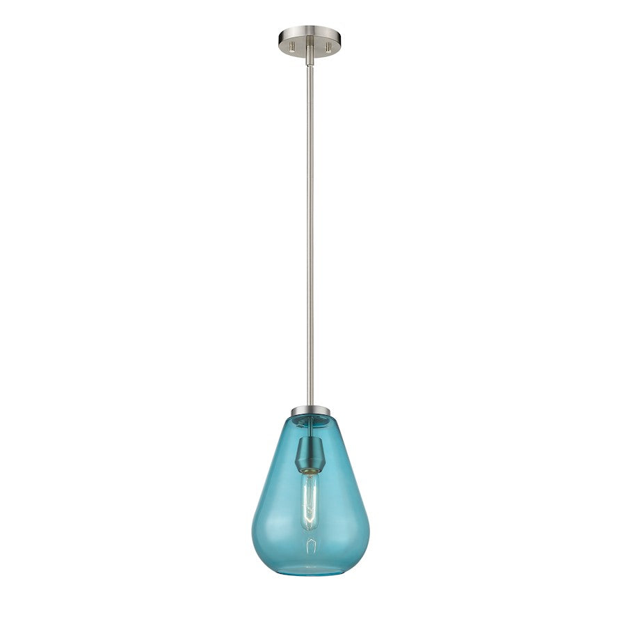 Z-Lite Ayra 1 Light 11.75" Pendant, Brushed Nickel, Blue - 489P8-BN